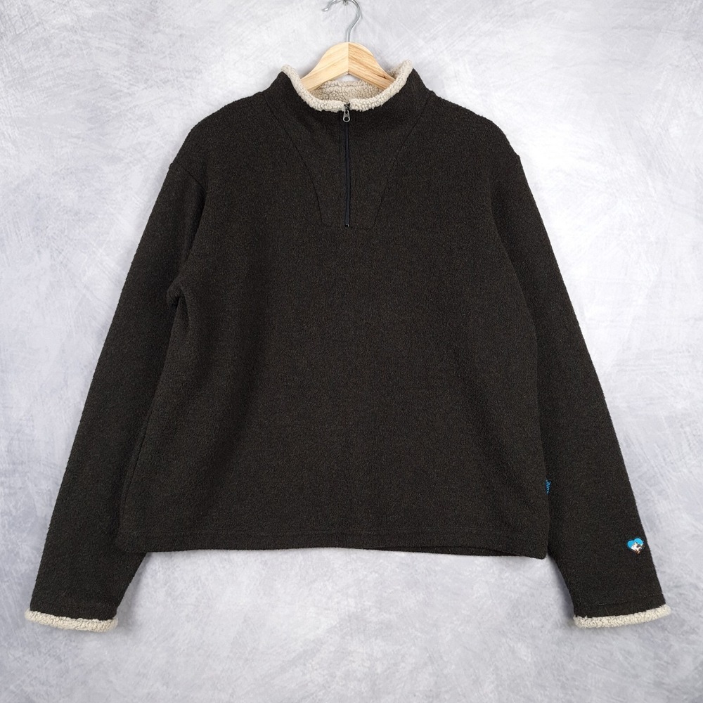 Kuhl 1/4 Zip Alpaca Fleece Pullover Sweater Mens Large Brown Sherpa Gorp Hike